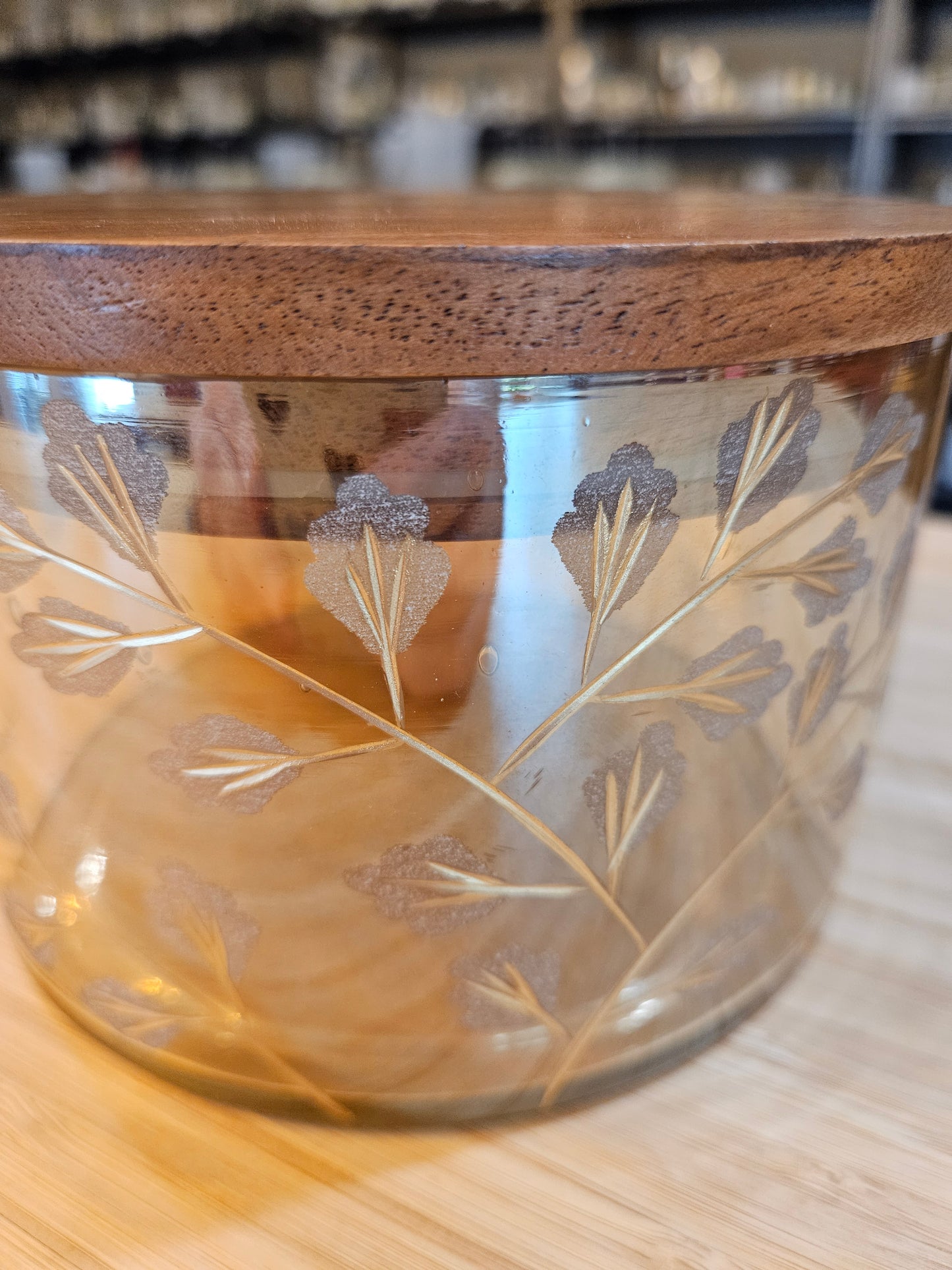 Etched Glass Wood Lid