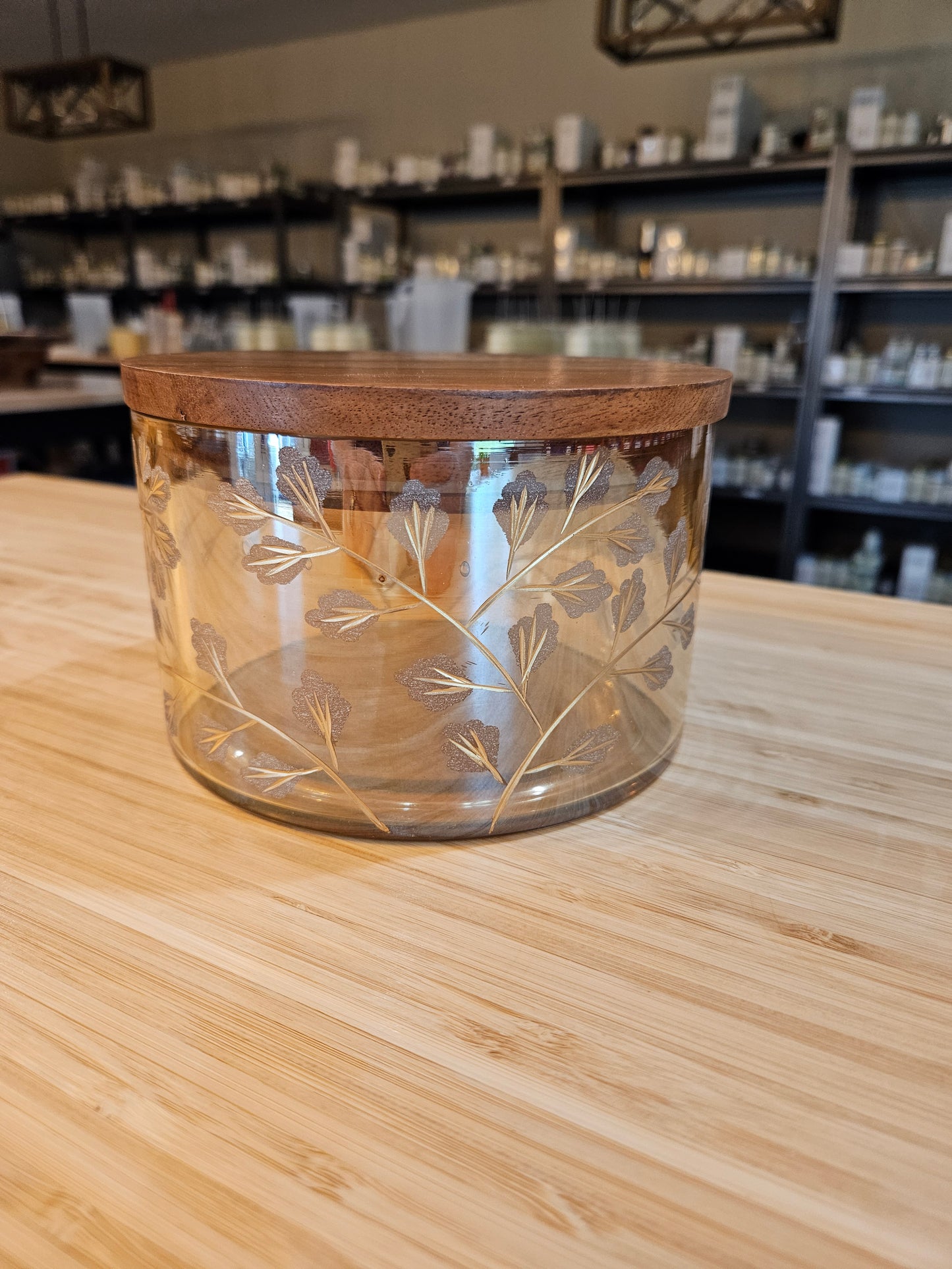 Etched Glass Wood Lid