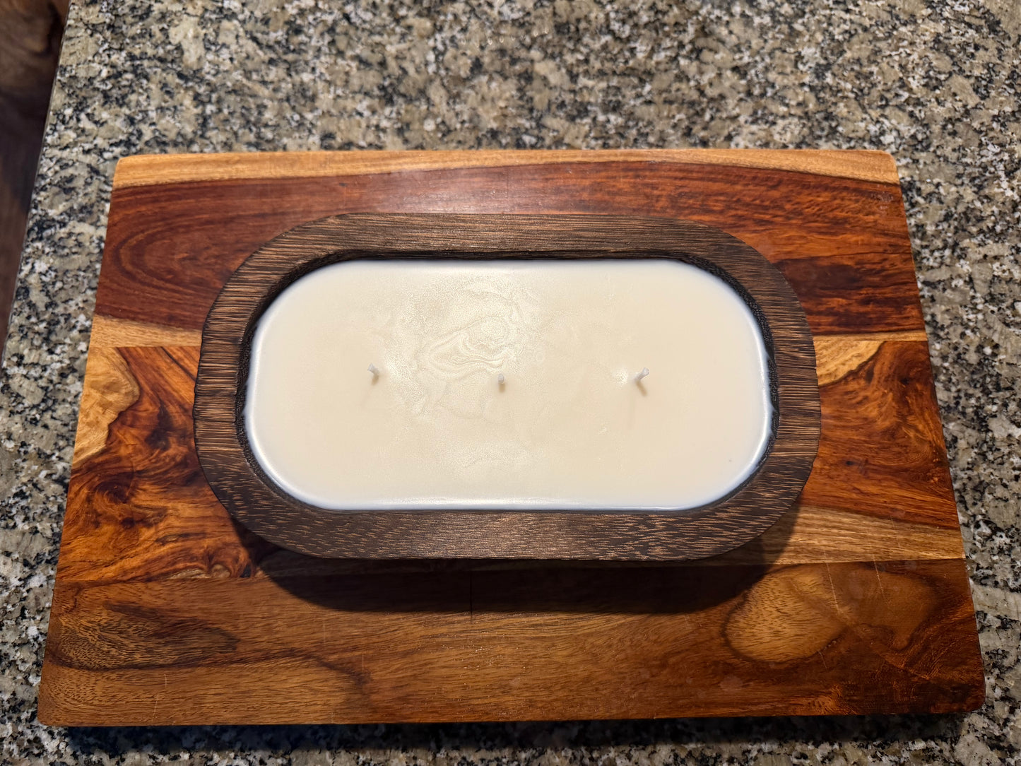 Wood Dough Bowl Candle
