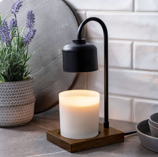 Black & Wood Arched Candle Warmer Lamp